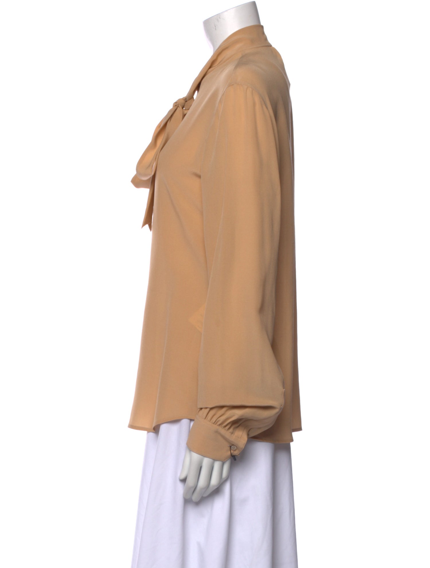 Saint Laurent Silk Tie Neck Button-Up Top w/ Tags