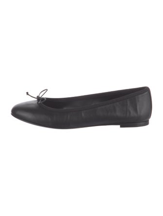 Saint Laurent Leather Bow Accents Ballet Flats