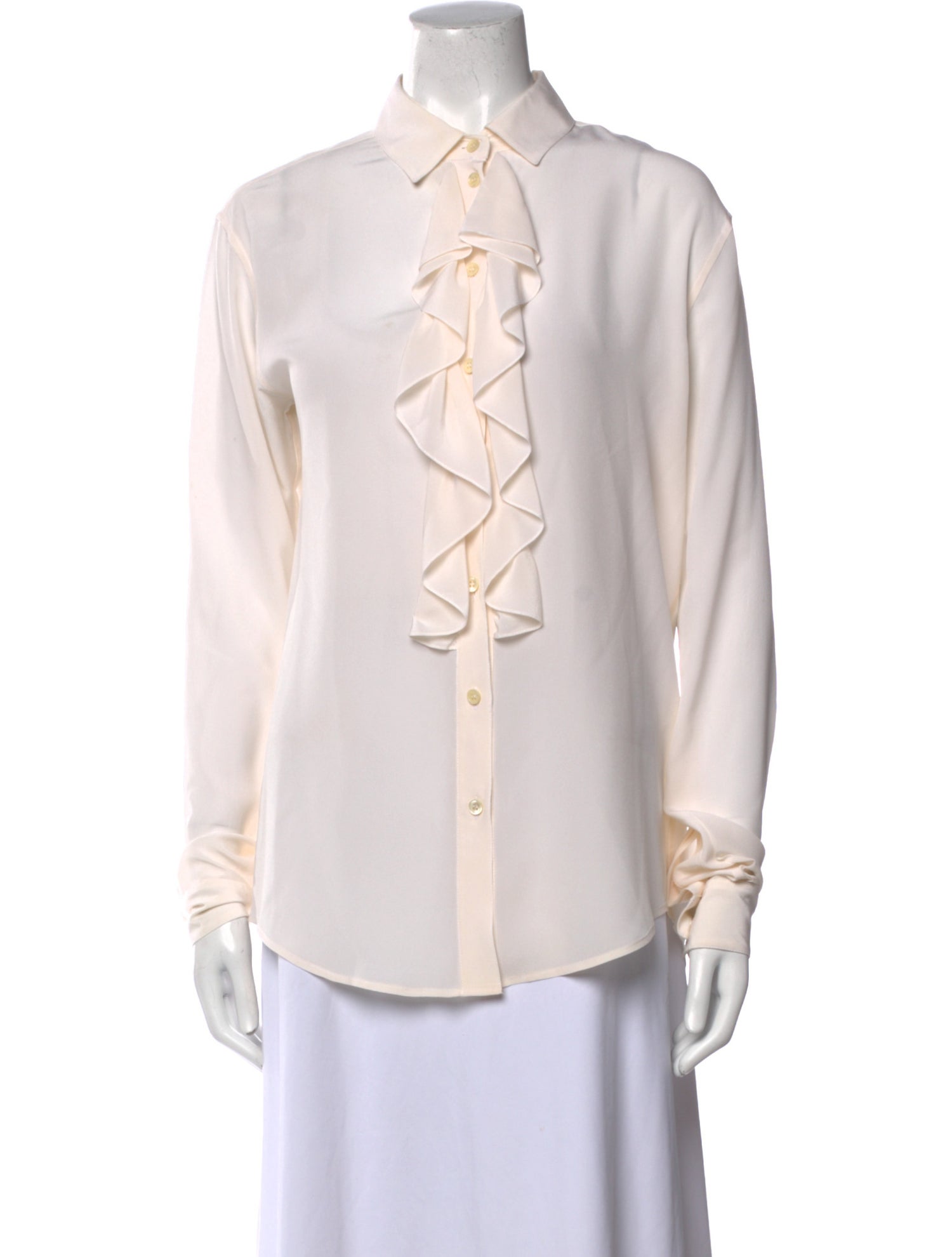 Saint Laurent Silk Long Sleeve Button-Up Top