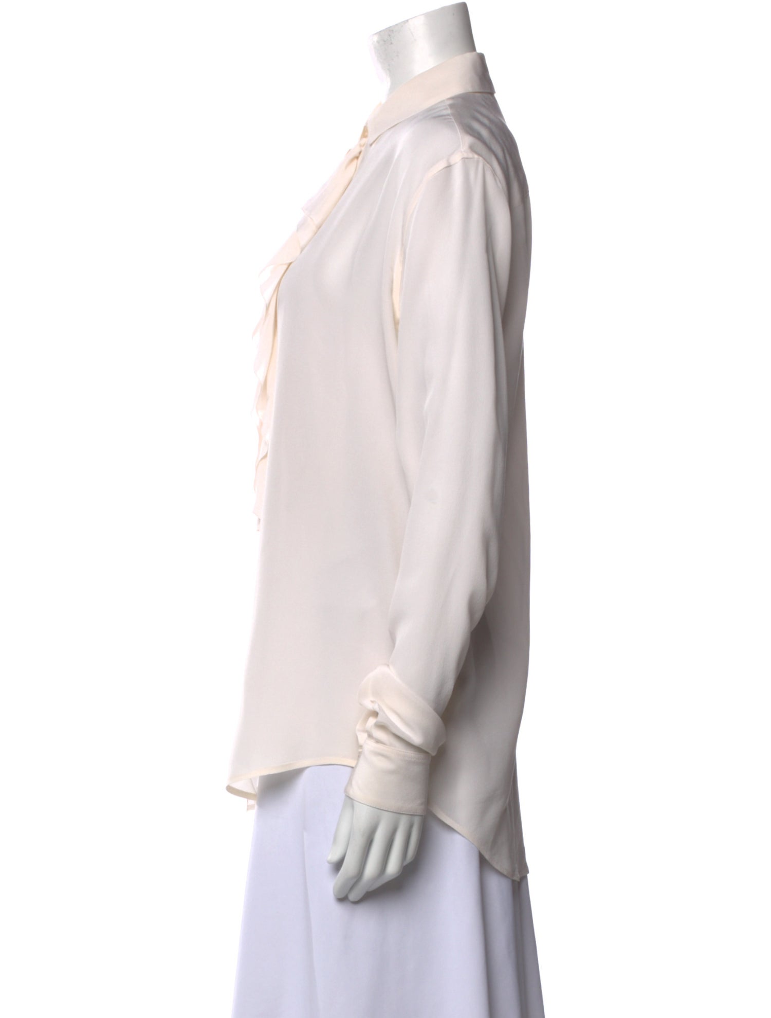 Saint Laurent Silk Long Sleeve Button-Up Top