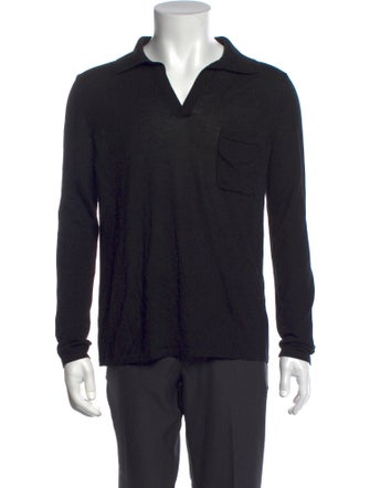 Saint Laurent Collar Long Sleeve Polo Sweater