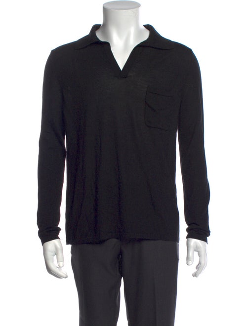 Saint Laurent Collar Long Sleeve Polo Sweater