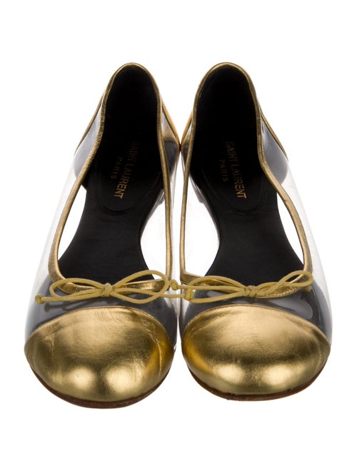 Saint Laurent Leather Bow Accents Ballet Flats