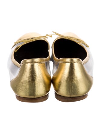 Saint Laurent Leather Bow Accents Ballet Flats