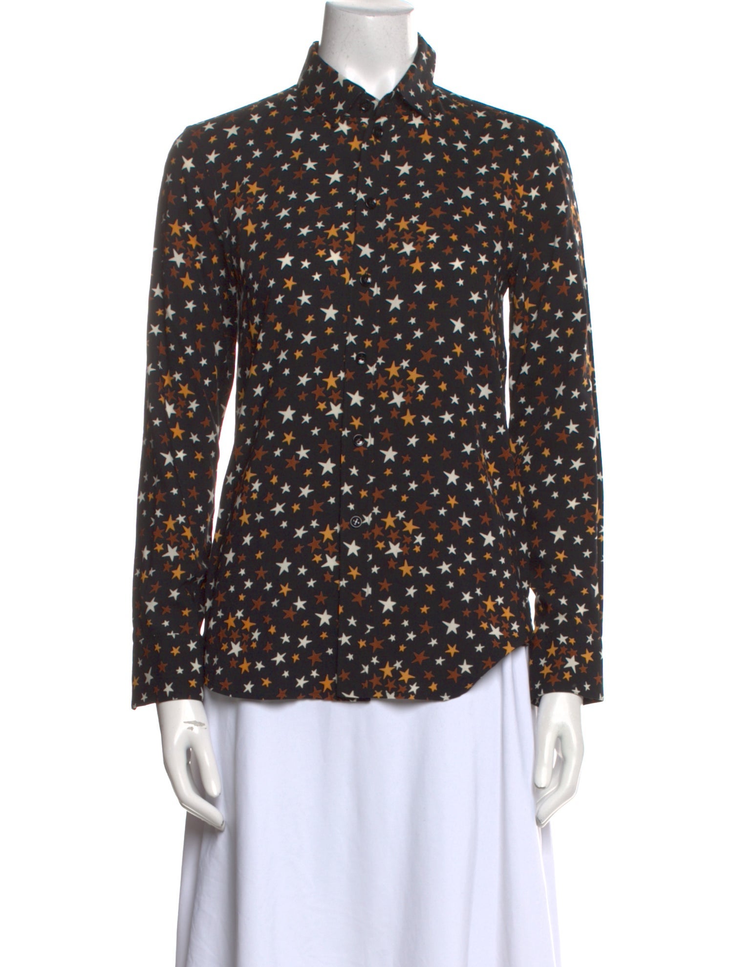 Saint Laurent Silk Printed Button-Up Top