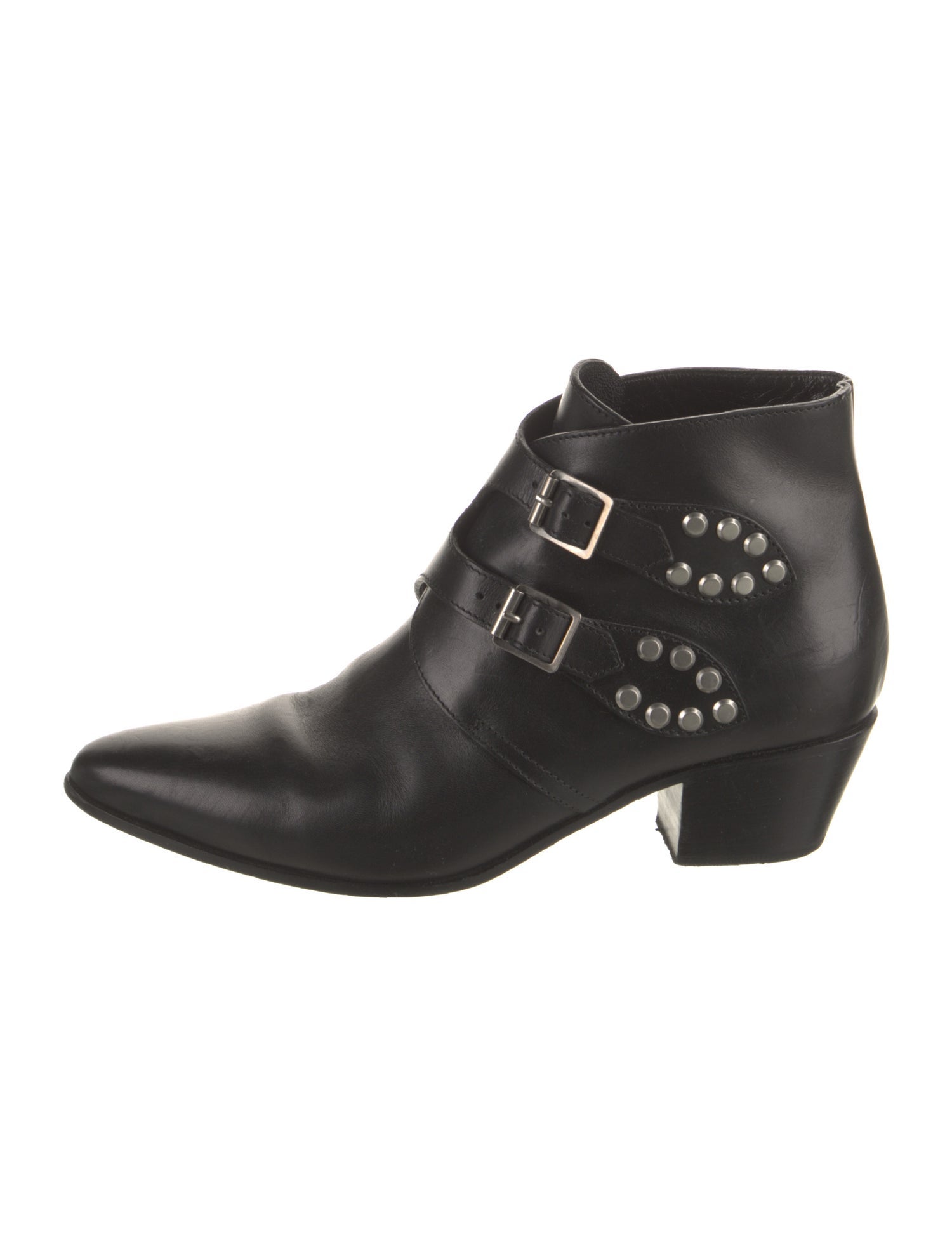 Saint Laurent Leather Studded Accents Western Boots