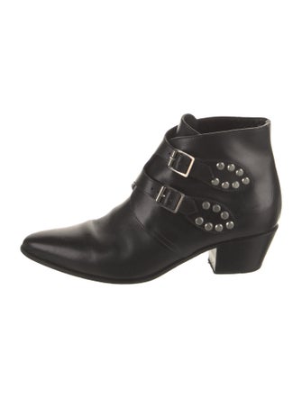 Saint Laurent Leather Studded Accents Western Boots