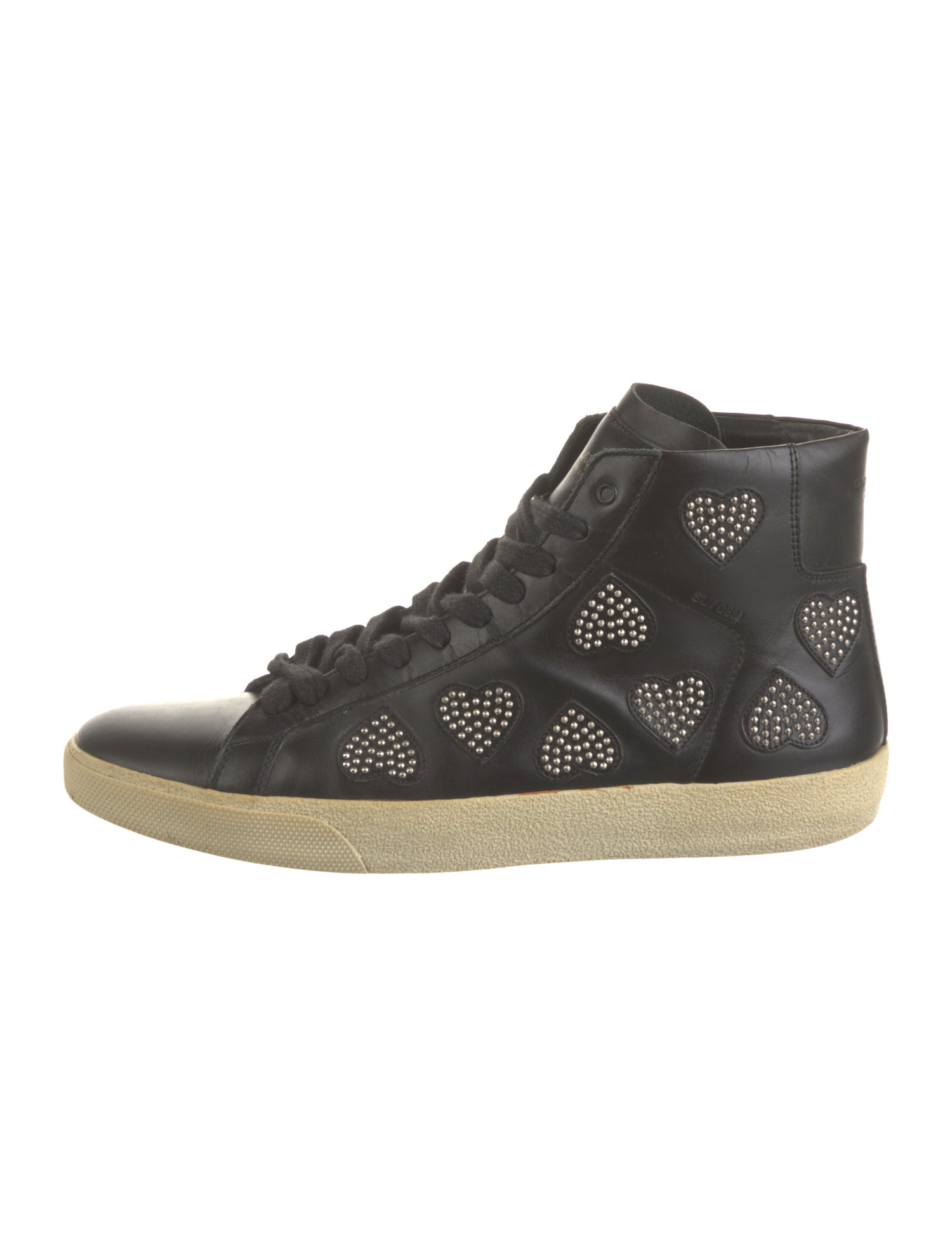 Saint Laurent Leather Studded Accents Sneakers