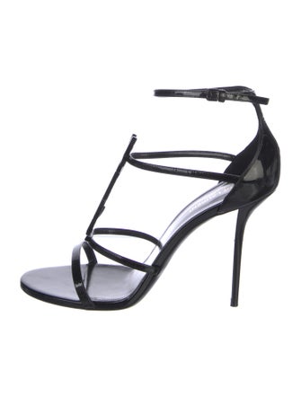 Saint Laurent Patent Leather T-Strap Sandals
