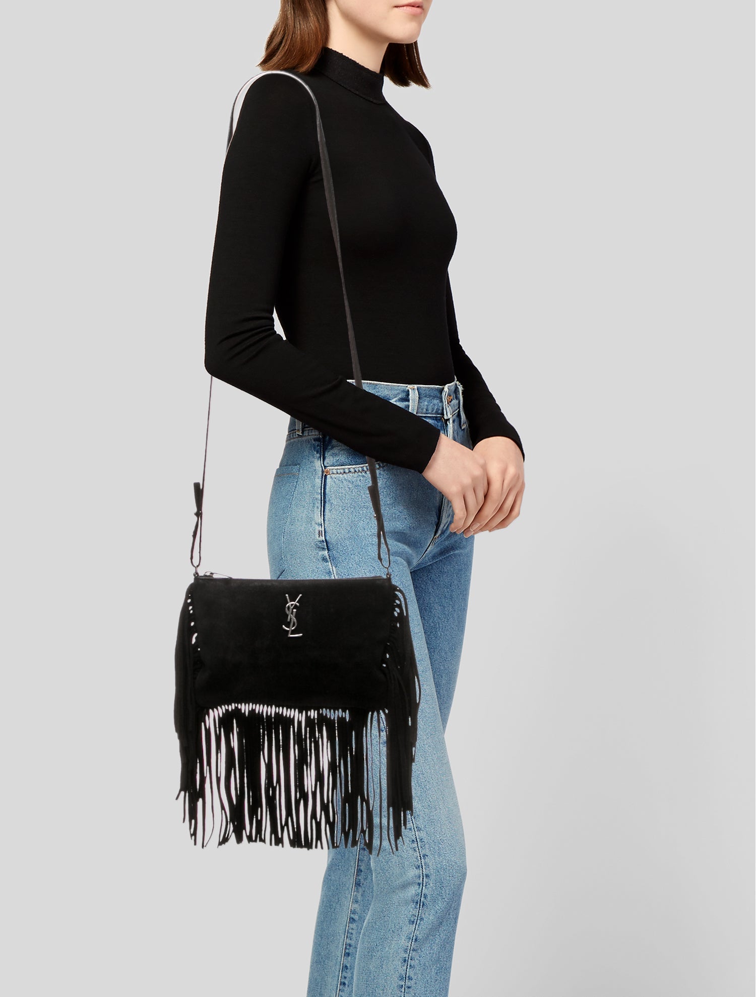 Saint Laurent Suede Fringe Suede Medium
