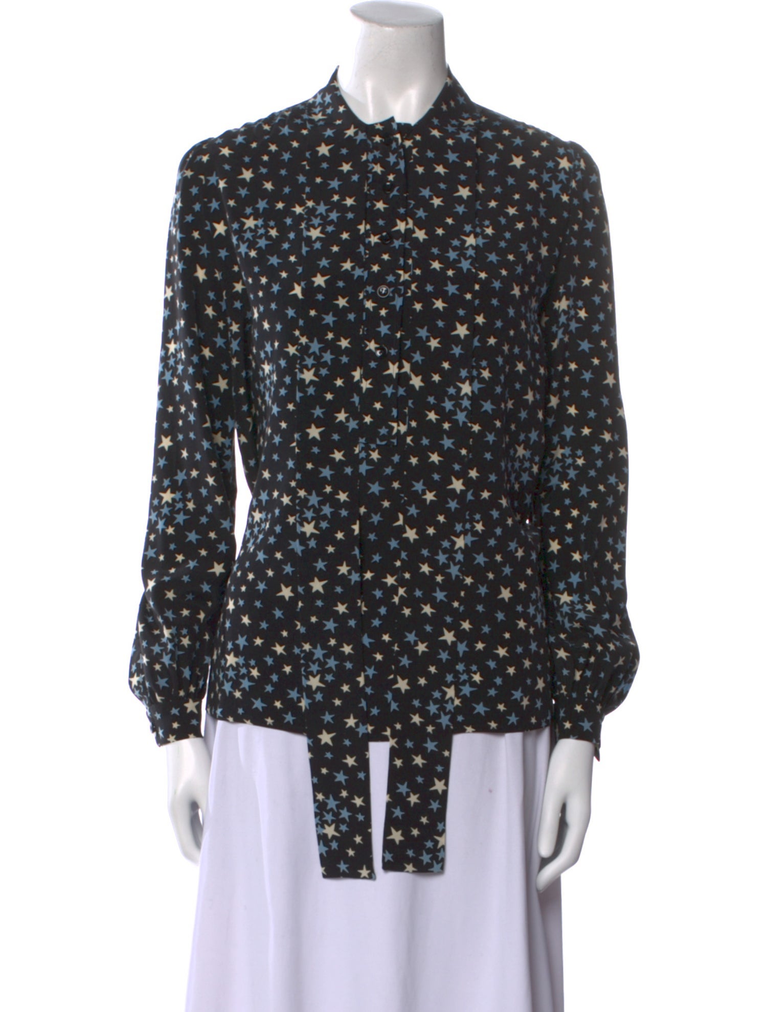 Saint Laurent Silk Printed Button-Up Top