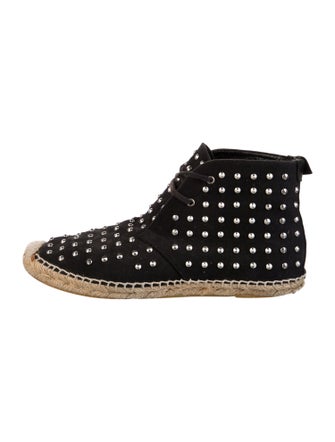 Saint Laurent Canvas Studded Accents Lace-Up Boots