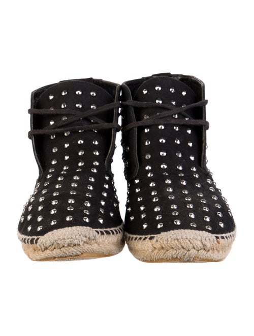 Saint Laurent Canvas Studded Accents Lace-Up Boots