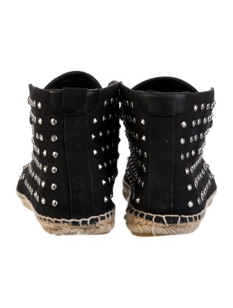 Saint Laurent Canvas Studded Accents Lace-Up Boots