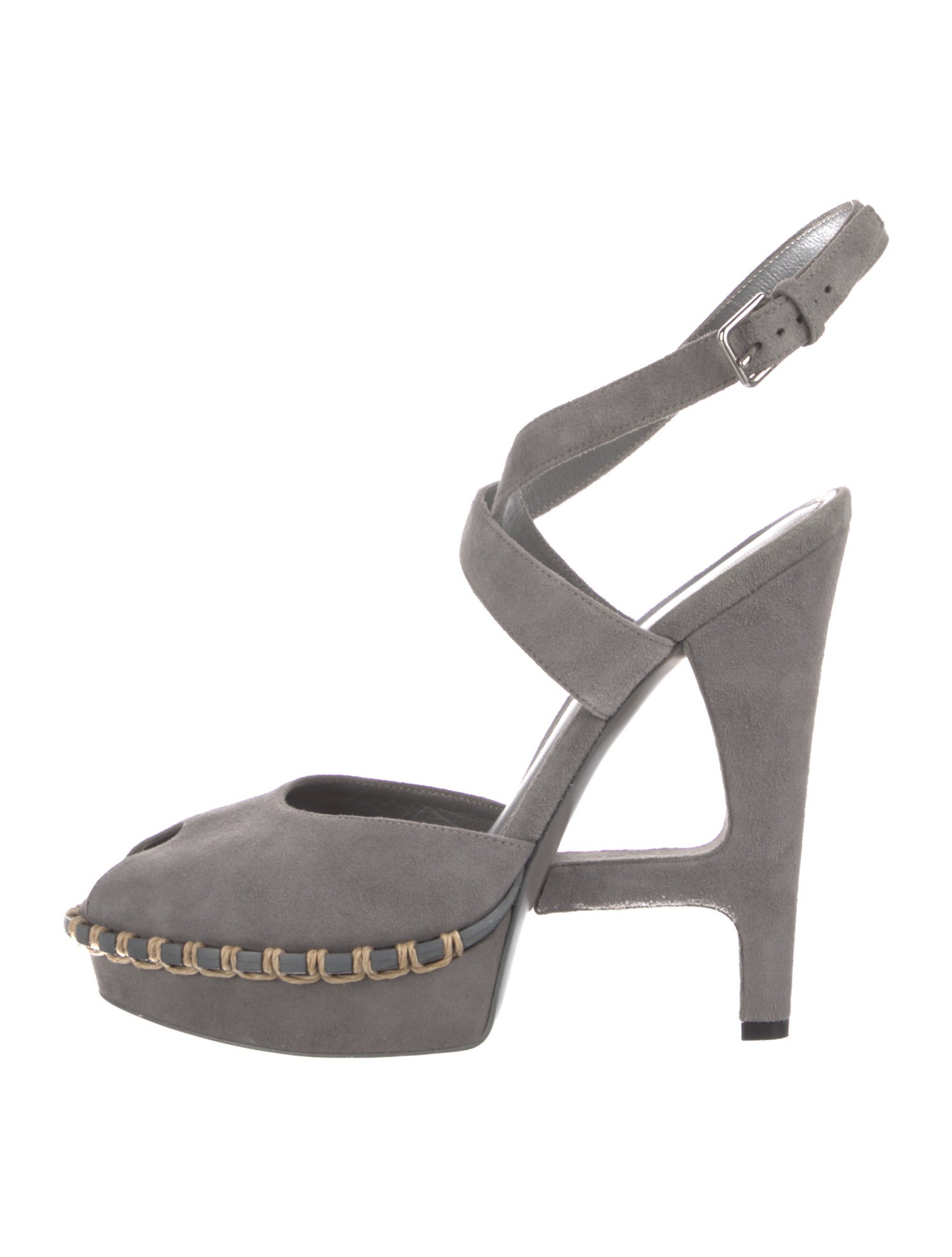 Saint Laurent Suede Whipstitch Trim Slingback Pumps