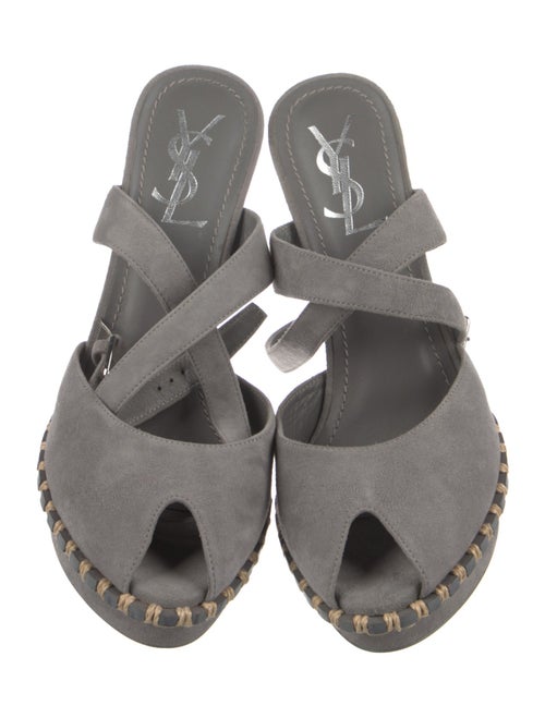 Saint Laurent Suede Whipstitch Trim Slingback Pumps