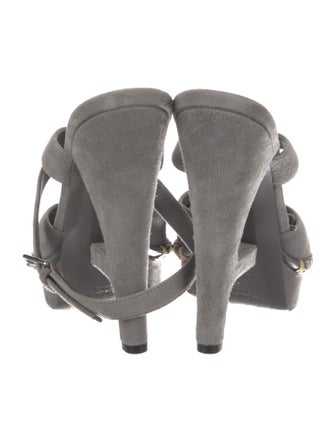 Saint Laurent Suede Whipstitch Trim Slingback Pumps