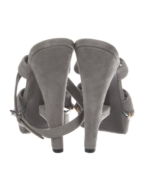 Saint Laurent Suede Whipstitch Trim Slingback Pumps