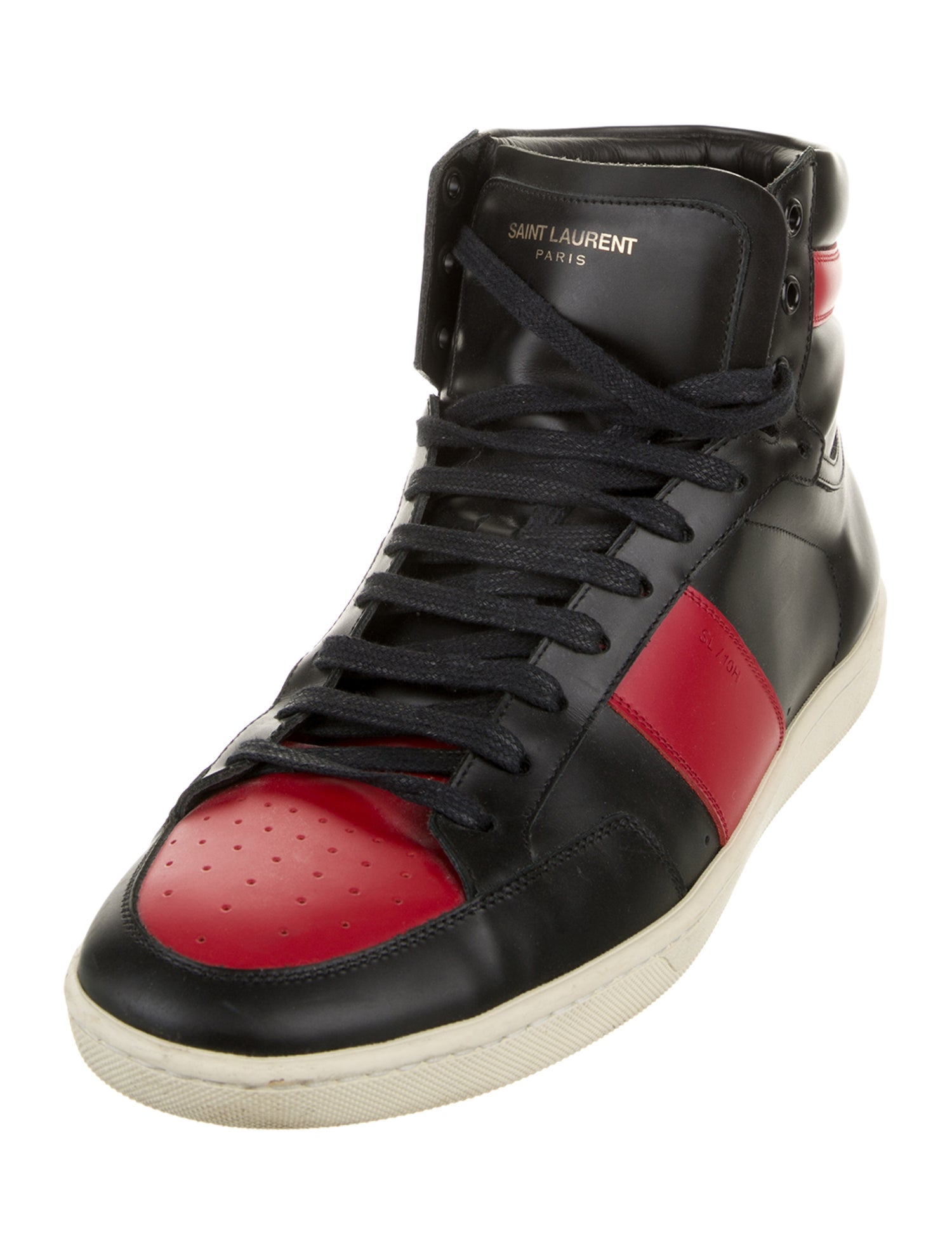 Saint Laurent Leather Colorblock Pattern Sneakers