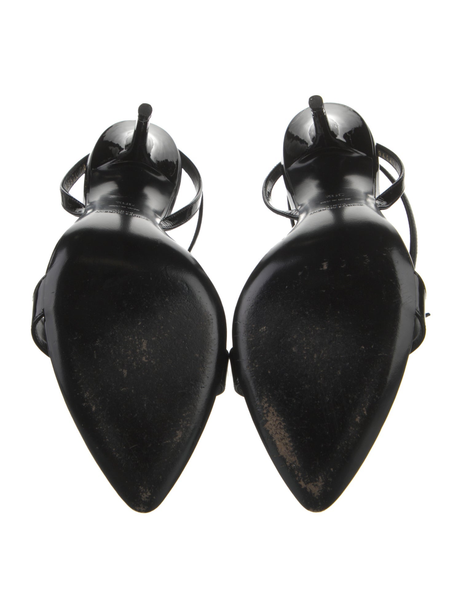 Saint Laurent Patent Leather Crystal Embellishments Sandals