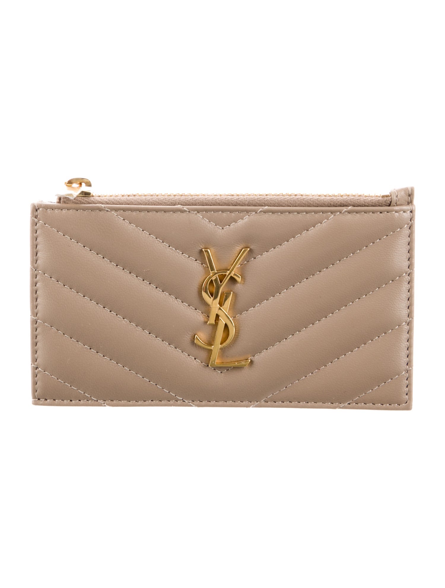 Saint Laurent 2023 Monogram Matelassé Fragments Zippered Card Case Wallet