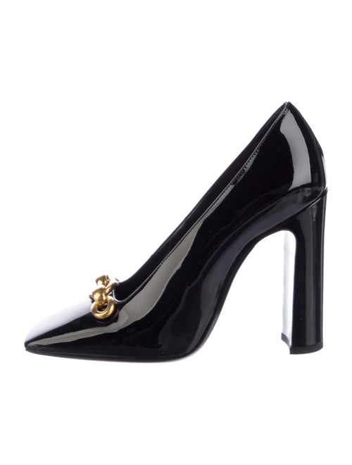 Saint Laurent Patent Leather Chain-Link Accents Pumps