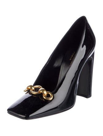 Saint Laurent Patent Leather Chain-Link Accents Pumps