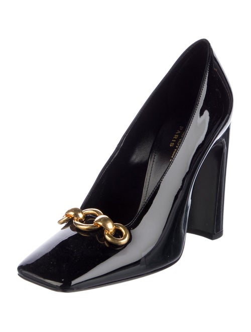 Saint Laurent Patent Leather Chain-Link Accents Pumps