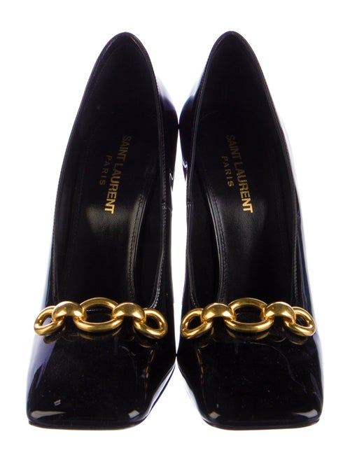Saint Laurent Patent Leather Chain-Link Accents Pumps