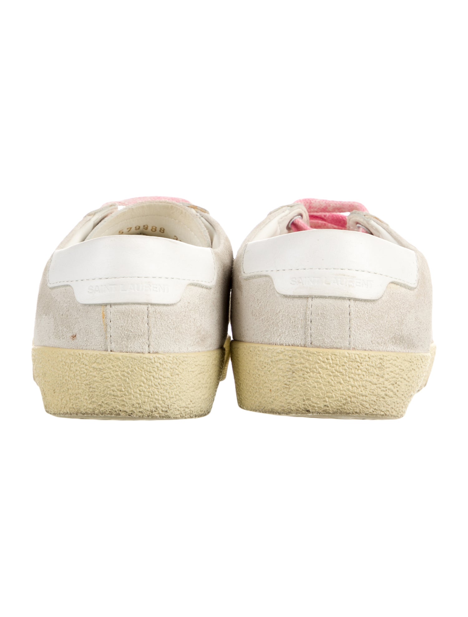 Saint Laurent Suede Embroidered Accent Sneakers