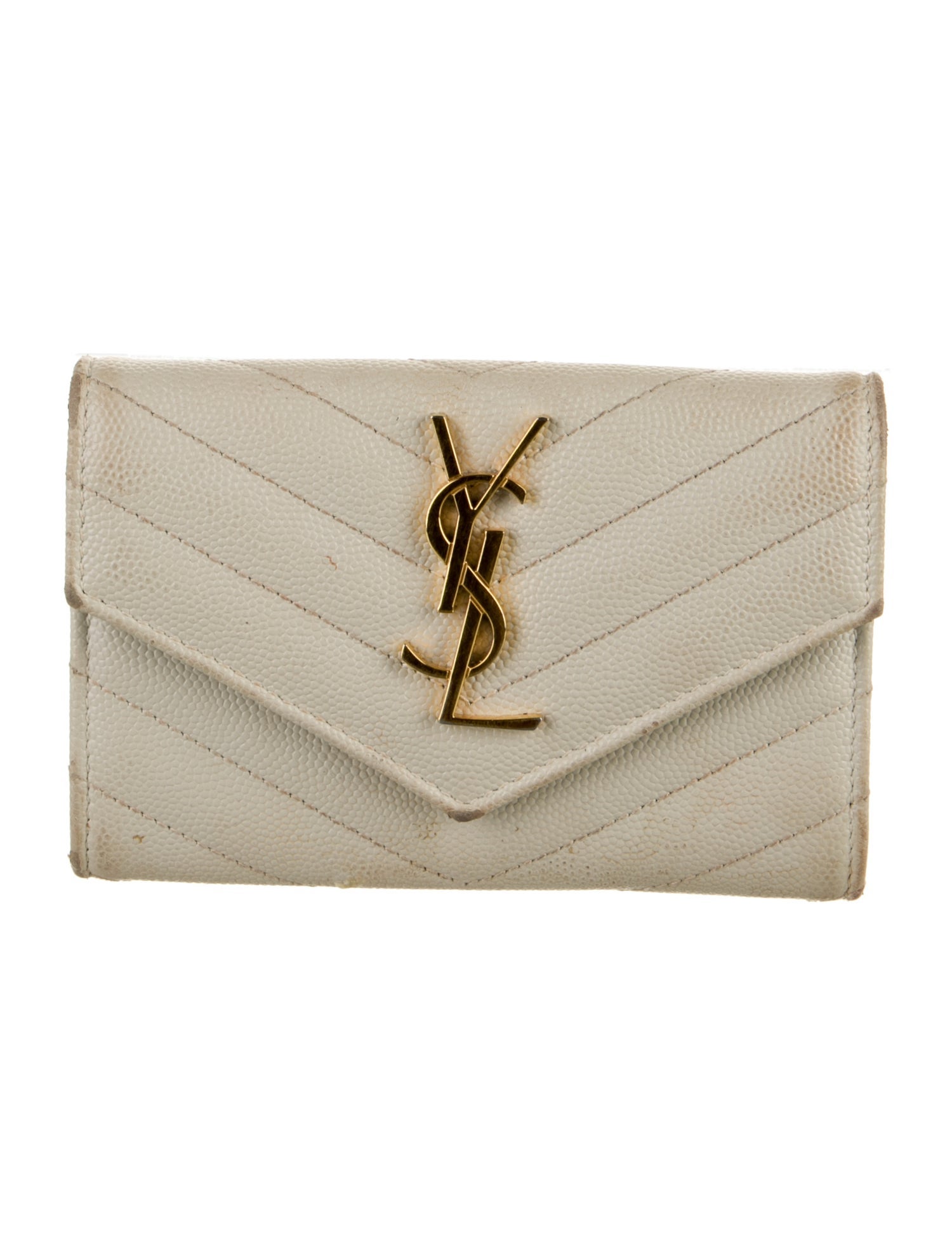 Saint Laurent Cassandre Matelassé Small Envelope Chevron Wallet