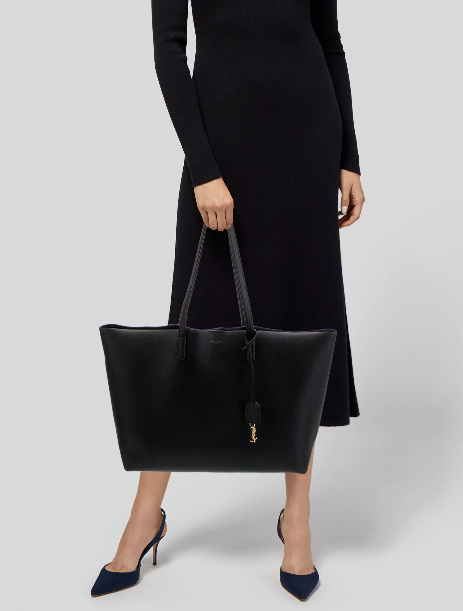 Saint Laurent Leather Shopping Tote East West