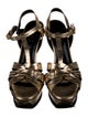 Saint Laurent Embossed Leather Animal Print T-Strap Sandals