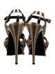 Saint Laurent Embossed Leather Animal Print T-Strap Sandals