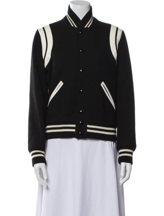 Saint Laurent Virgin Wool Striped Bomber Jacket