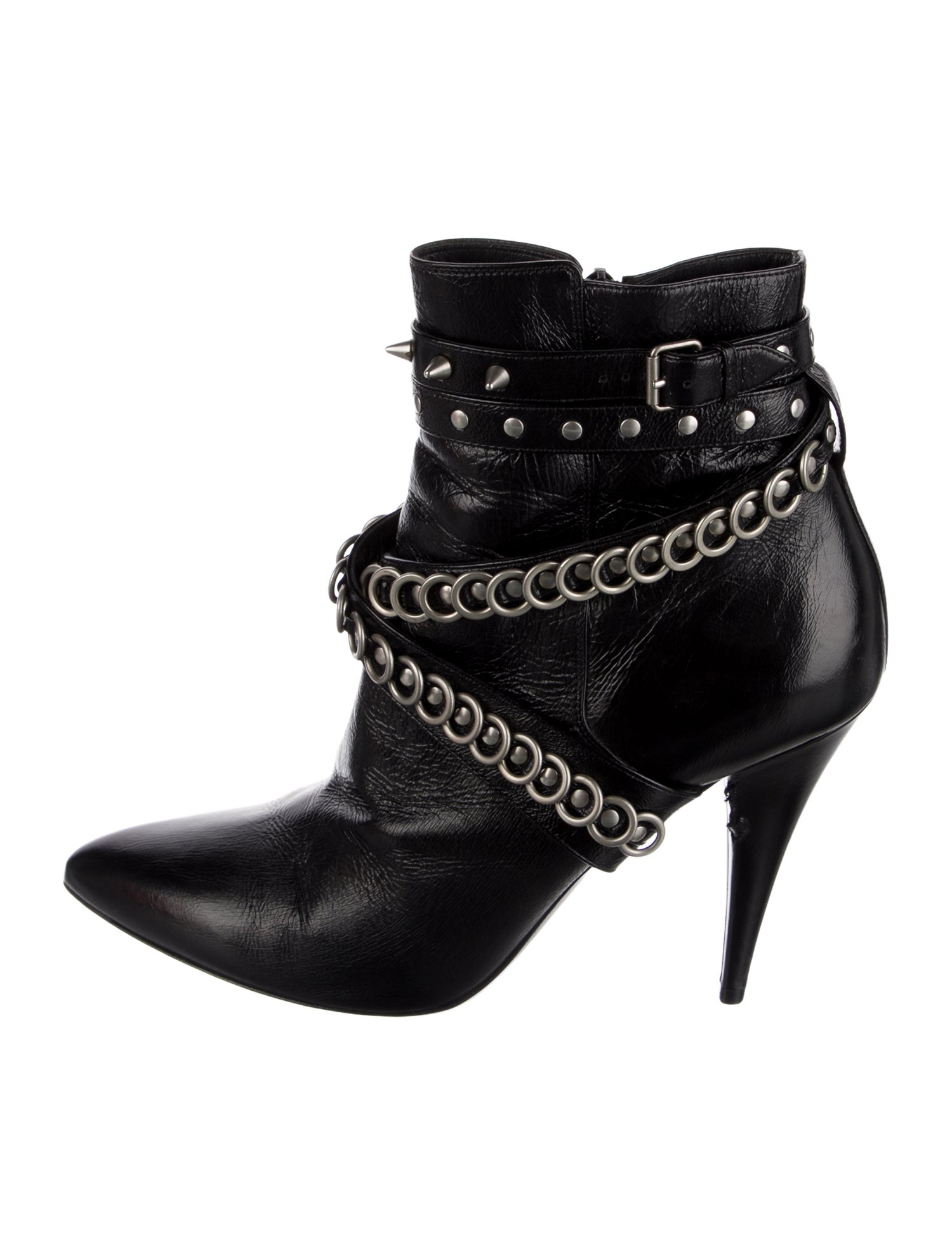 Saint Laurent Spike Accents Leather Boots