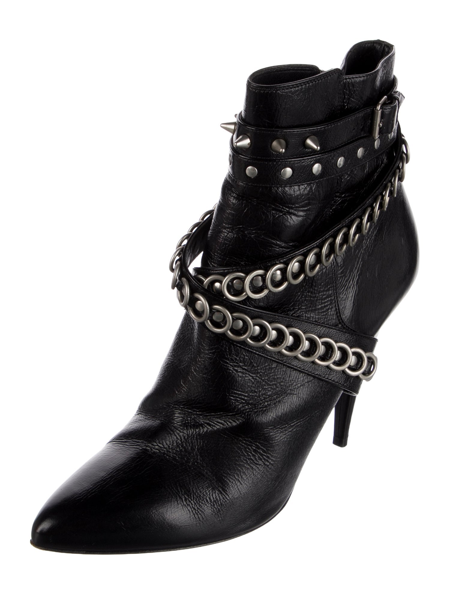 Saint Laurent Spike Accents Leather Boots