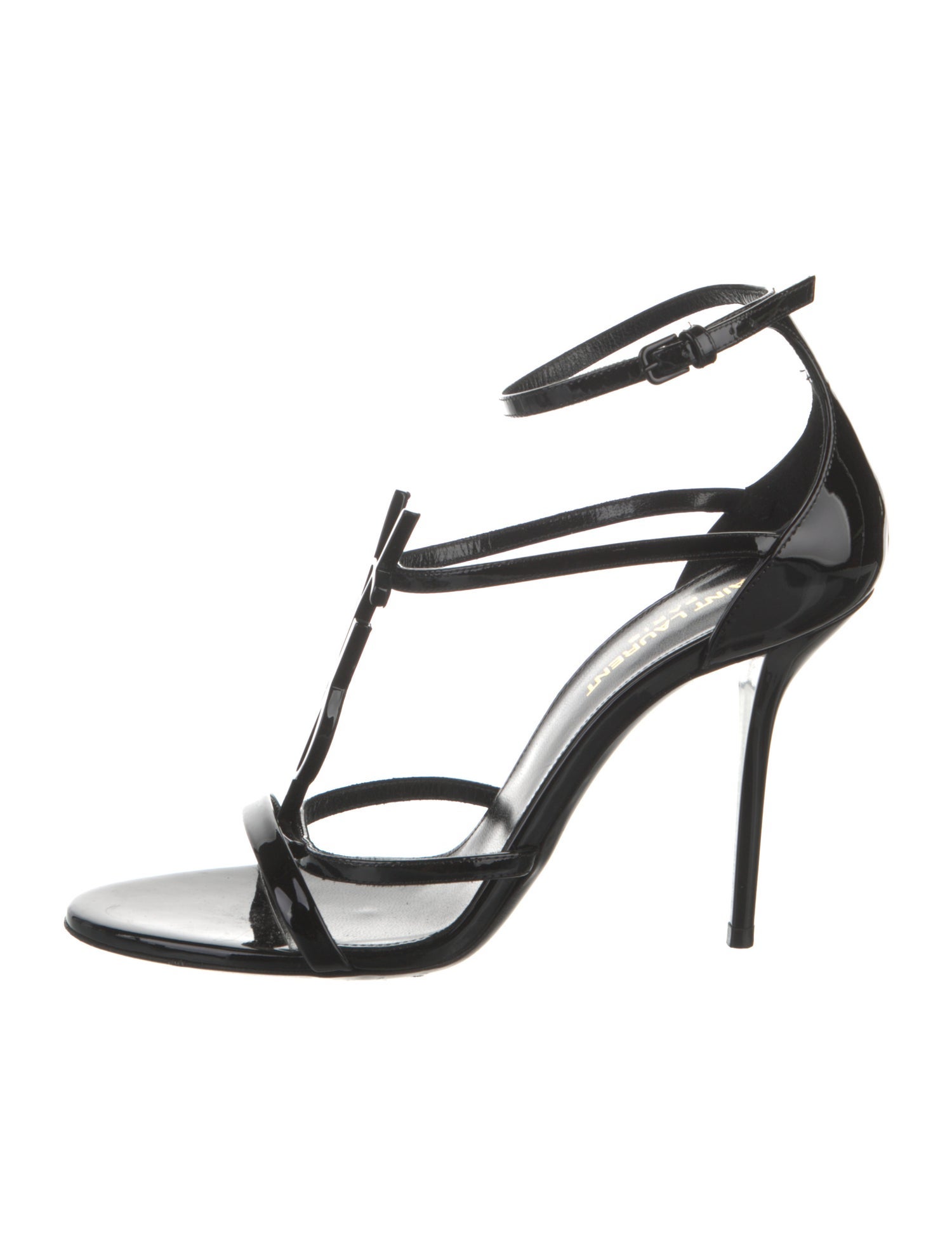 Saint Laurent Patent Leather T-Strap Sandals