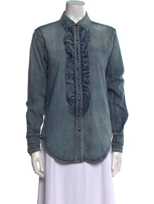 Saint Laurent Long Sleeve Button-Up Top