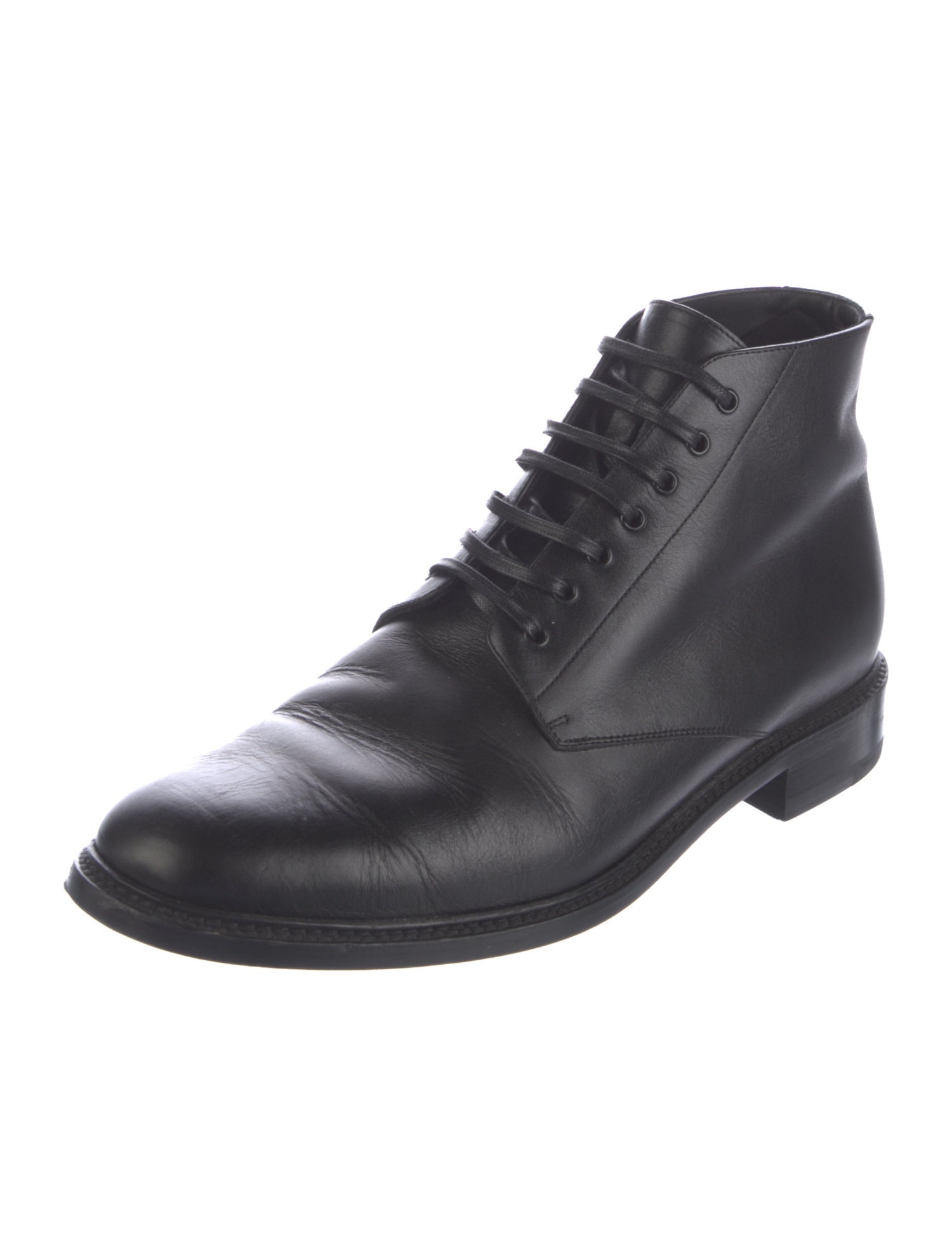 Saint Laurent Leather Lace-Up Boots