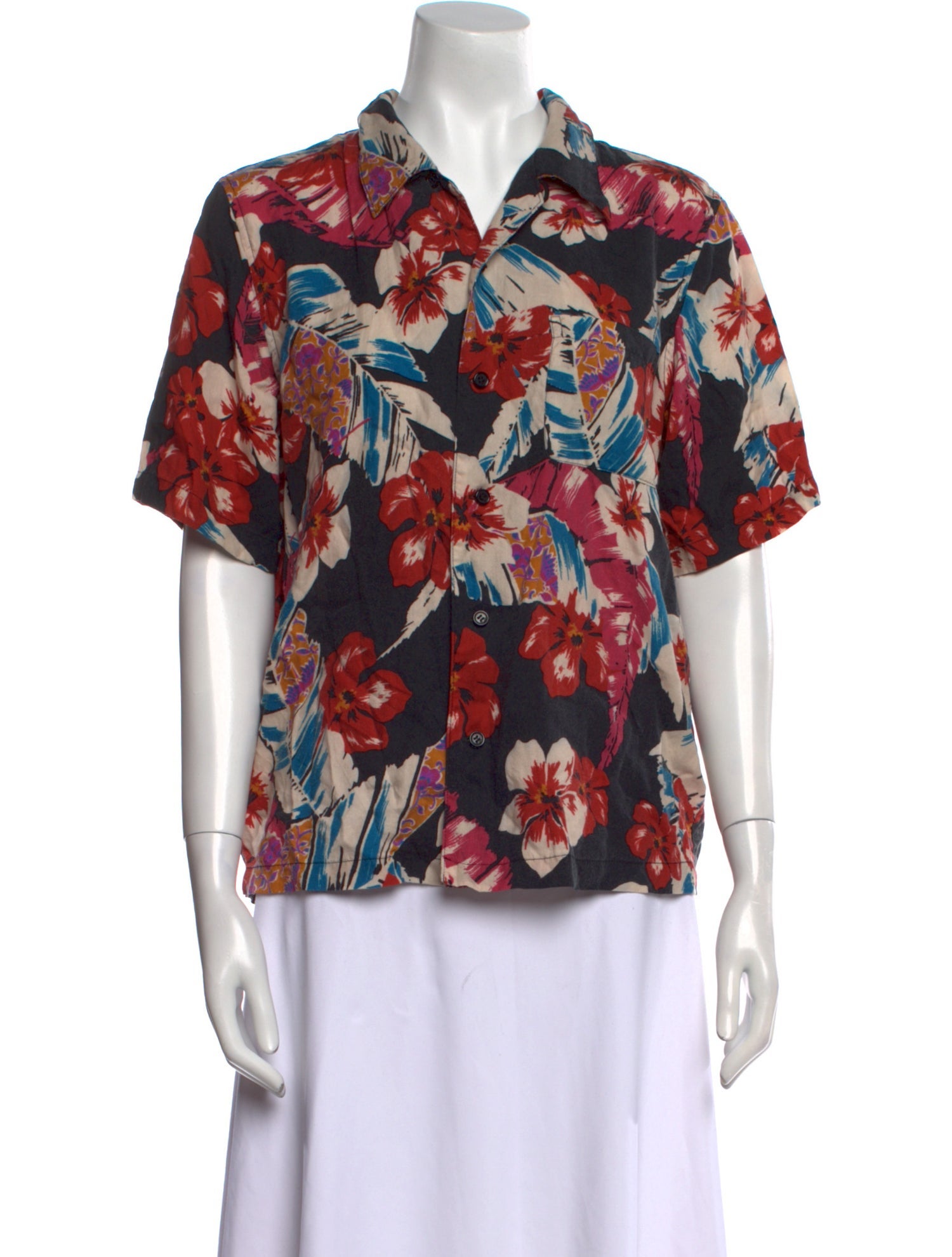 Saint Laurent 2020 Floral Print Button-Up Top