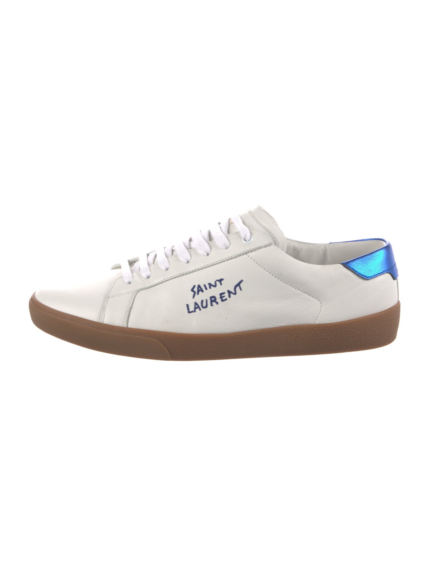 Saint Laurent Leather Embroidered Accent Sneakers