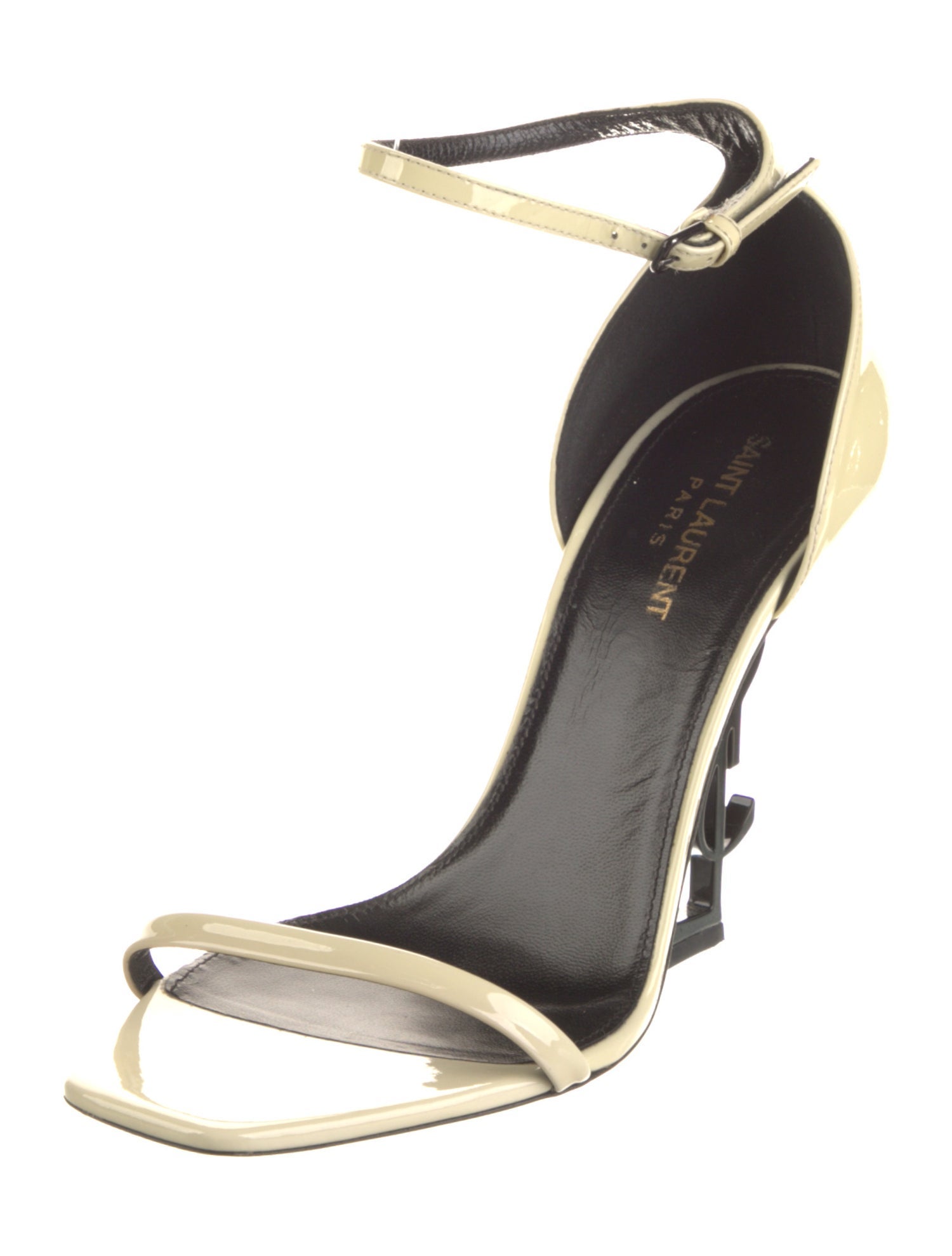 Saint Laurent Signature Logo Patent Leather Sandals