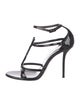 Saint Laurent Patent Leather Leather Trim Embellishment T-Strap Sandals