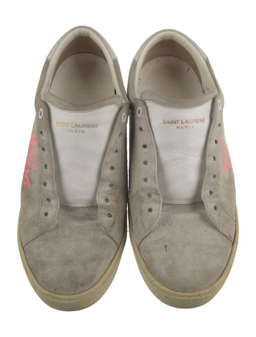 Saint Laurent Suede Embroidered Accent Sneakers