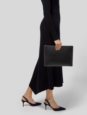 Saint Laurent Leather Grain De Poudre Document Holder