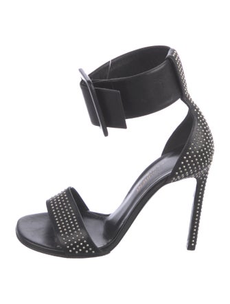 Saint Laurent Leather Studded Accents Slingback Sandals