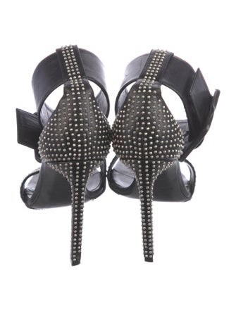 Saint Laurent Leather Studded Accents Slingback Sandals