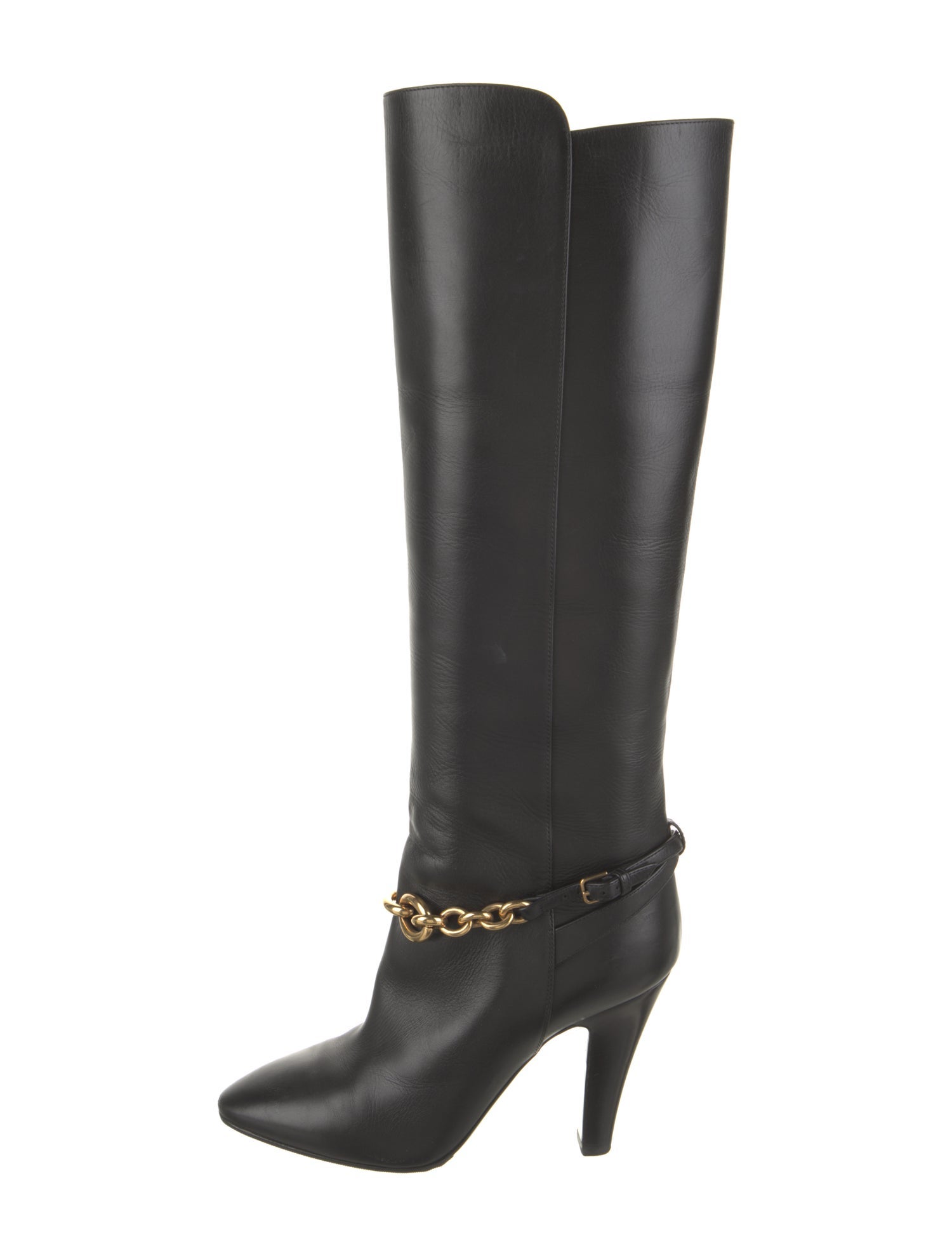 Saint Laurent Leather Chain-Link Accents Boots