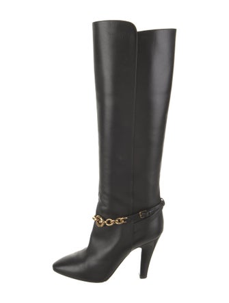 Saint Laurent Leather Chain-Link Accents Boots